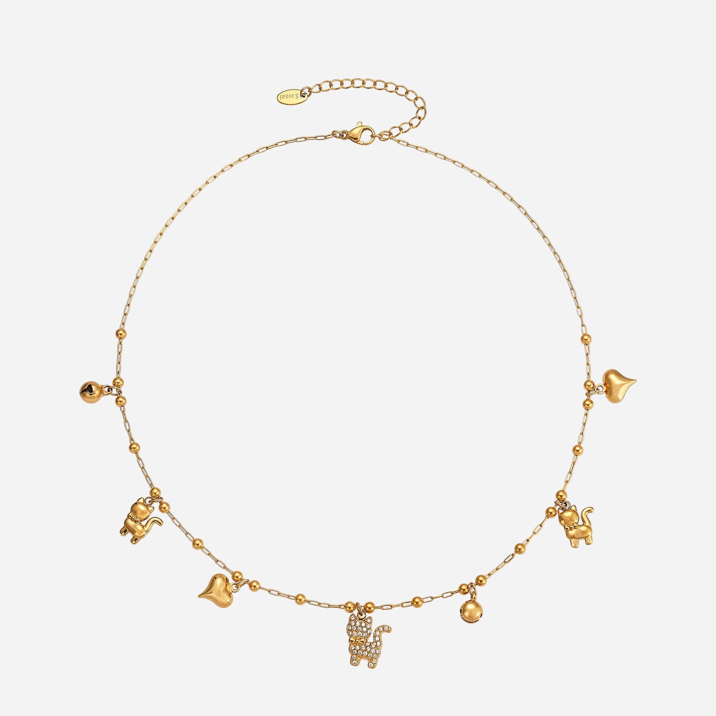 Super Flash 5A Zircon Cat Bell Multi-Accessories DIY Necklace