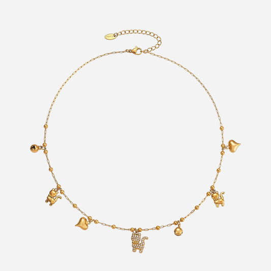 Super Flash 5A Zircon Cat Bell Multi-Accessories DIY Necklace
