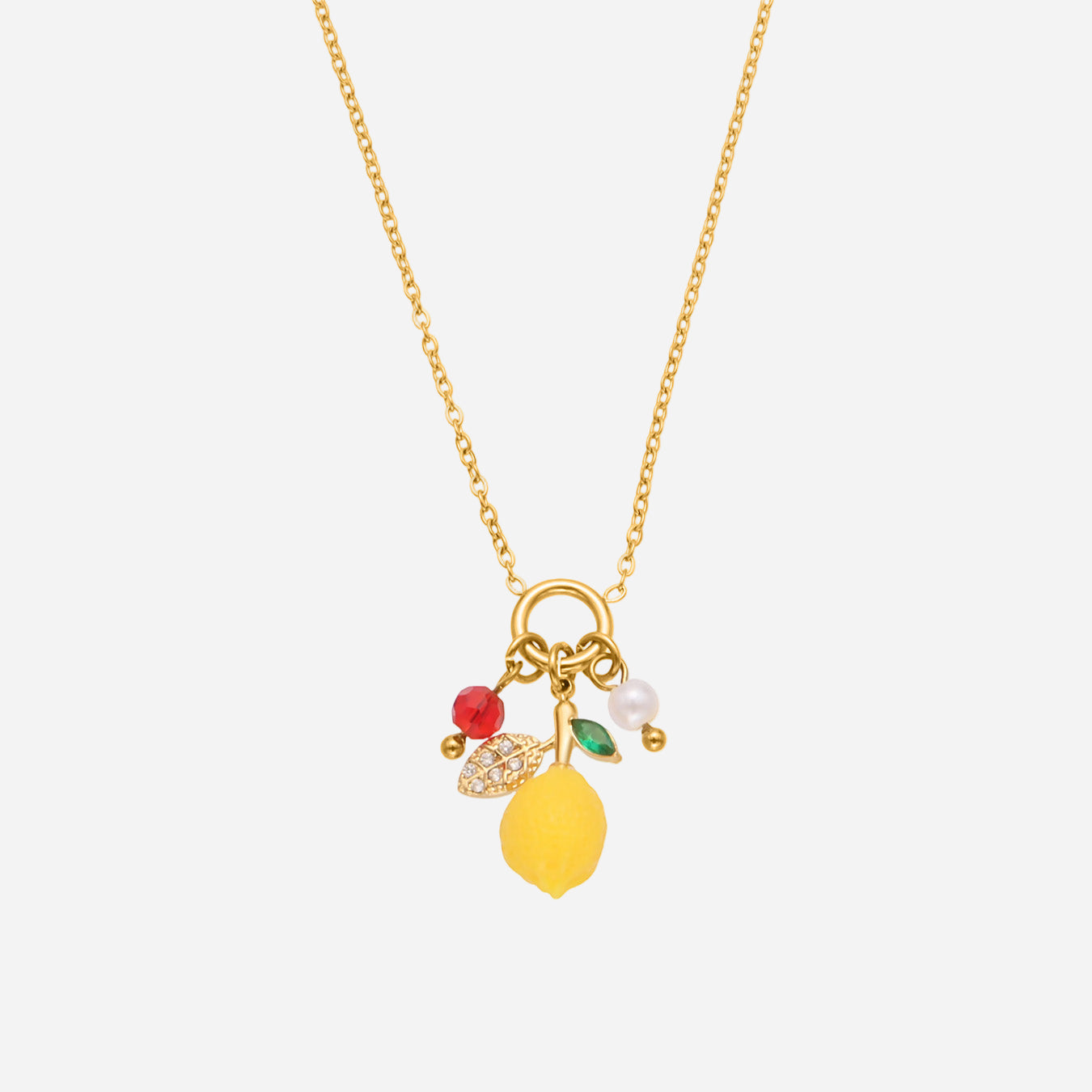 Lemon Charm Necklace Gold | Waterproof Stainless Steel Fruit Pendant Necklace