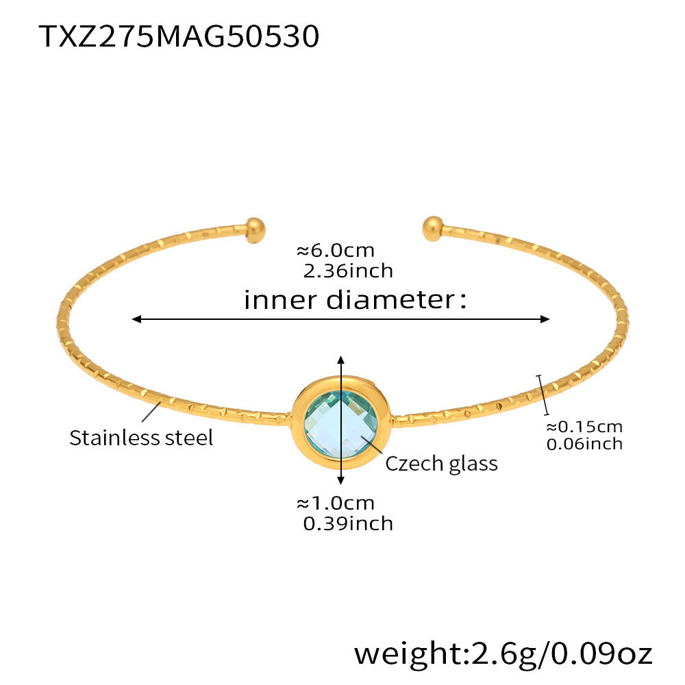  TXZ275 light blue sea glass bracelet specification image with size and features