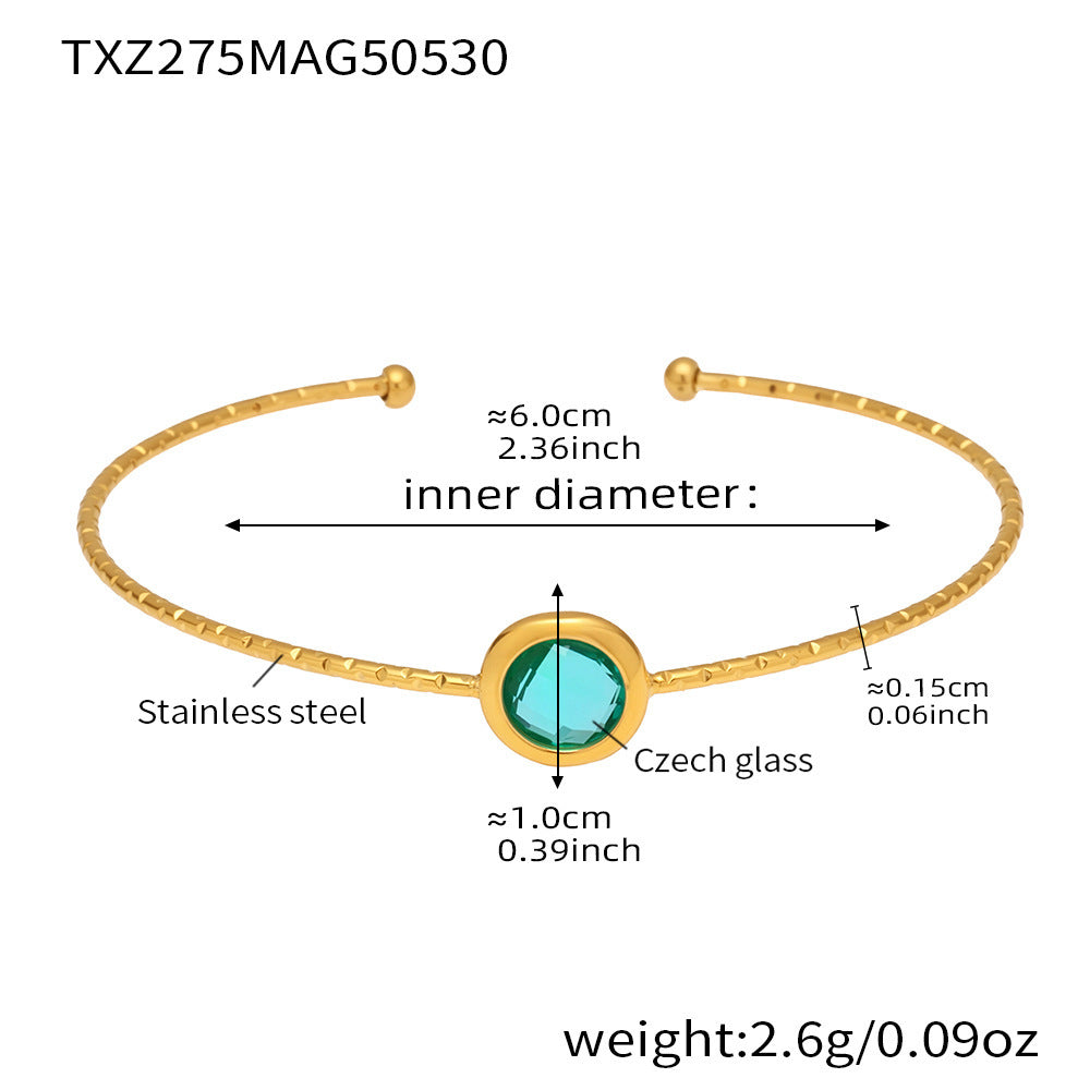  Technical specifications image of TXZ275 gold bracelet with light green Czech stone