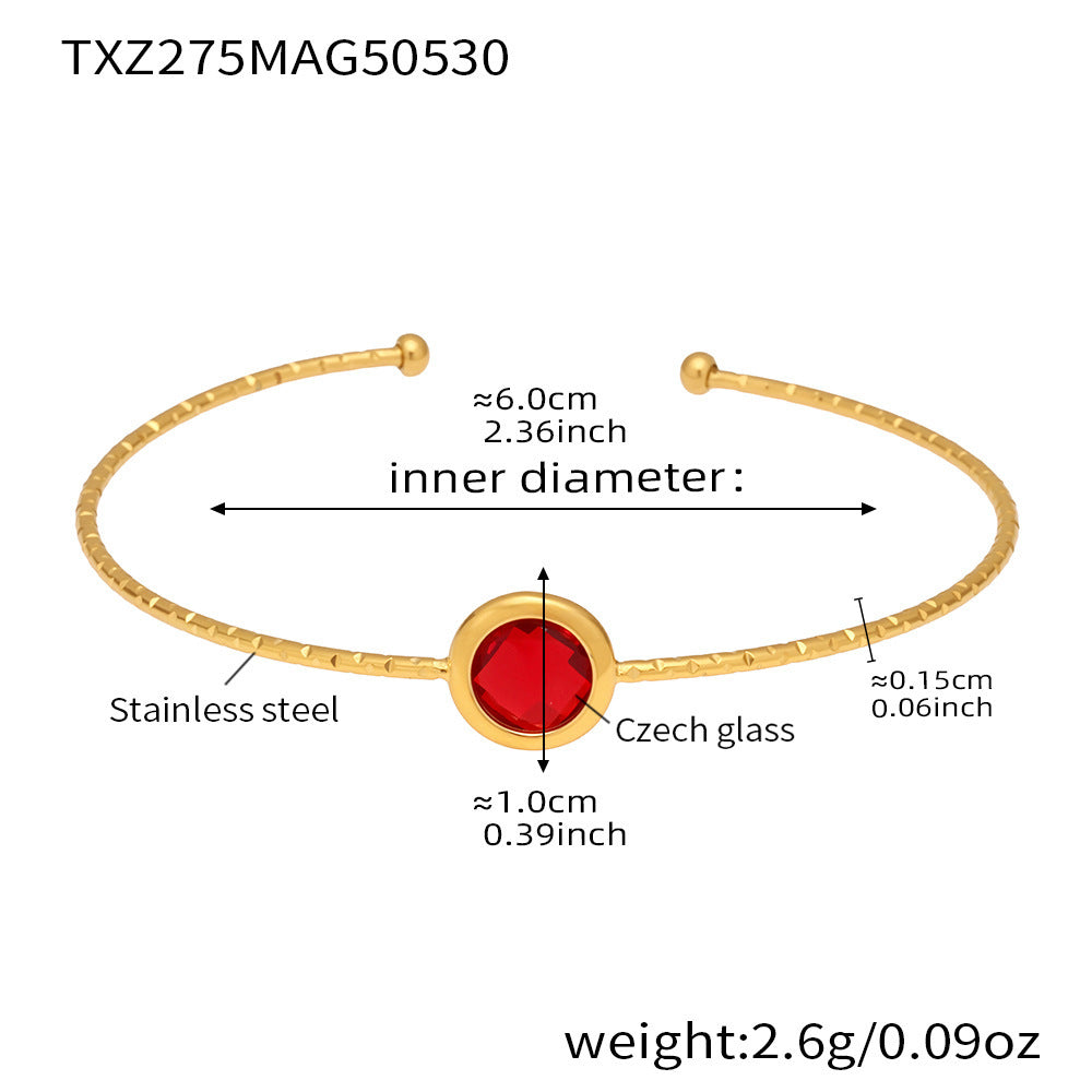  Size and material specification image of TXZ275 red Czech glass bracelet