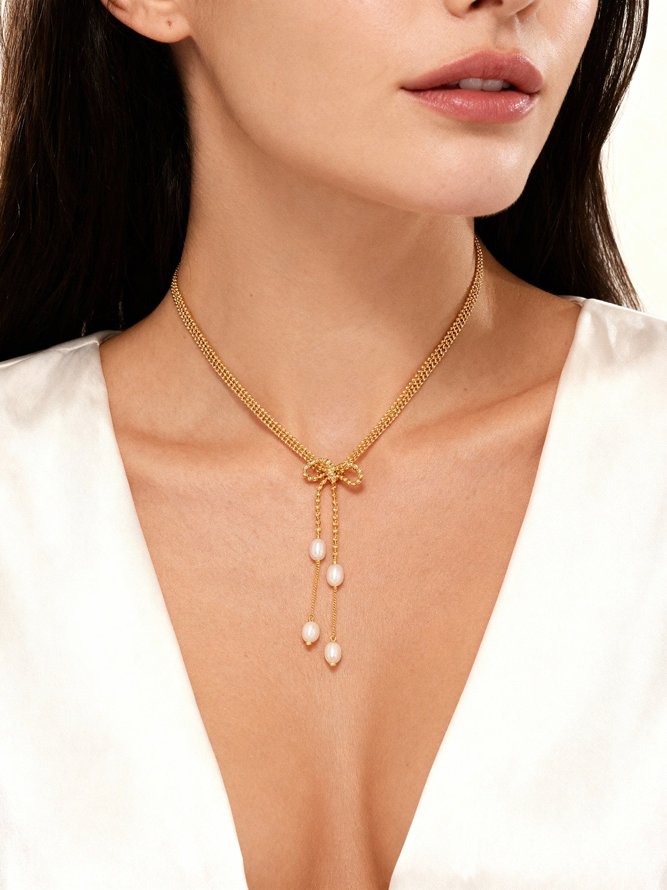 Collar de perlas de agua dulce con borlas | Joyería de acero inoxidable