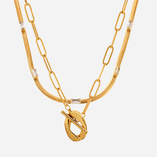 CZ blade pendant tennis choker necklace on white background