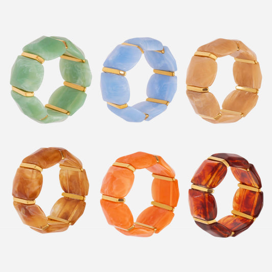 New Colorful Candy-colored Resin Wide Elastic Bracelet