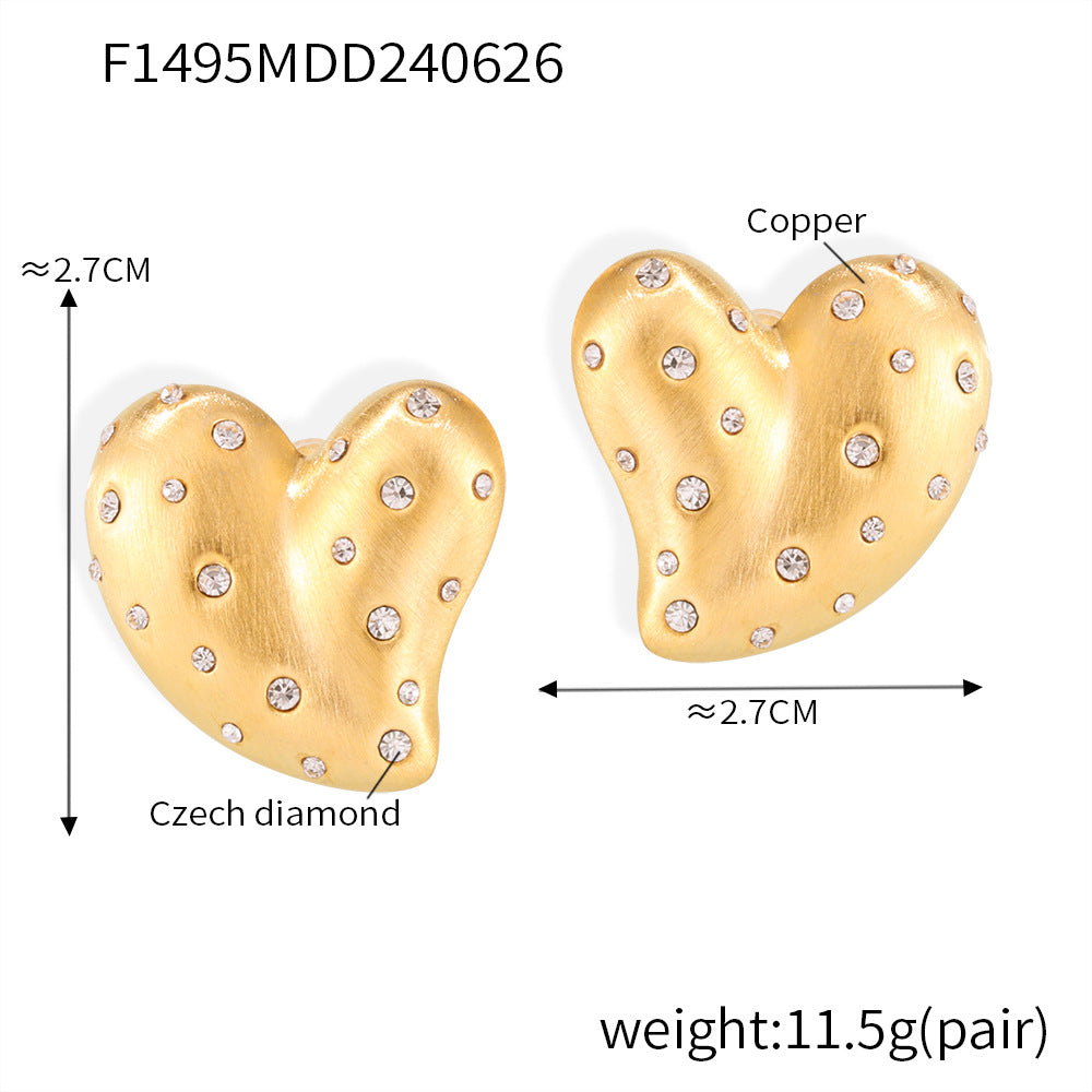 Charming Heart Wave 18K Gold Plated Earrings - Coastal Elegant Romantic Waterproof Jewelry | Endures Forever - Gift for Her - Detail 1