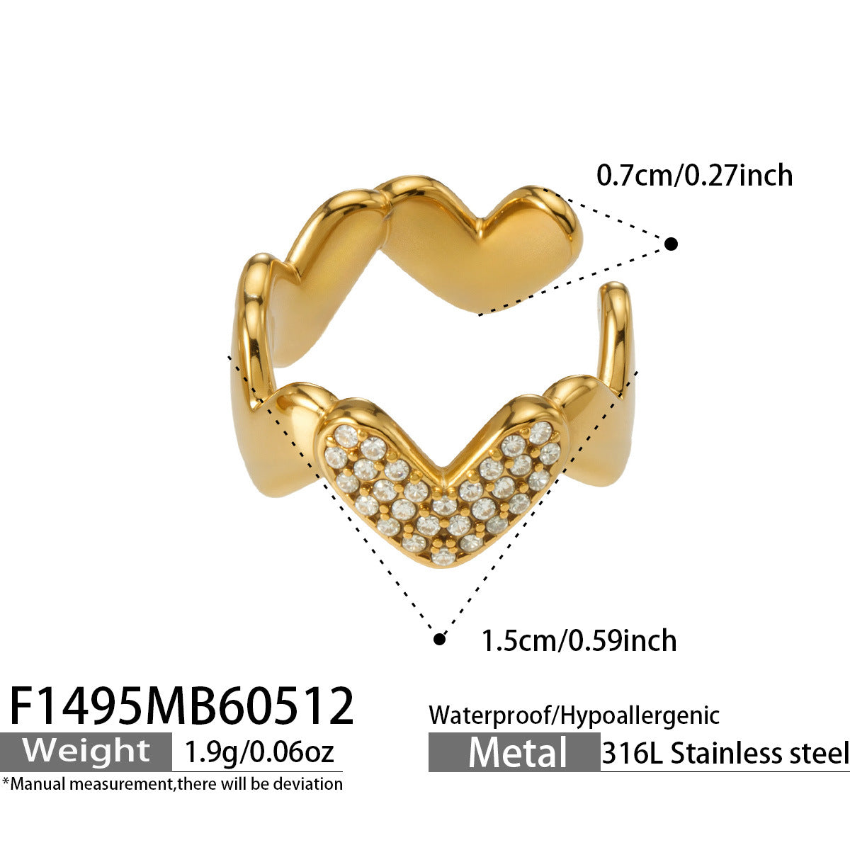 Charming Heart Wave 18K Gold Plated Earrings - Coastal Elegant Romantic Waterproof Jewelry | Endures Forever - Gift for Her - Detail 11