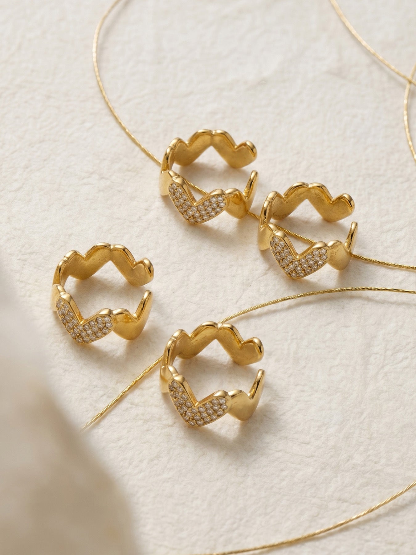 Charming Heart Wave 18K Gold Plated Earrings - Coastal Elegant Romantic Waterproof Jewelry | Endures Forever - Gift for Her - Detail 13