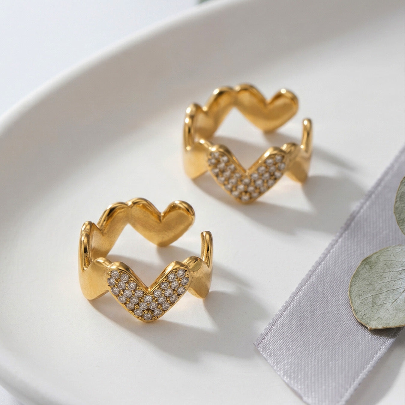 Charming Heart Wave 18K Gold Plated Earrings - Coastal Elegant Romantic Waterproof Jewelry | Endures Forever - Gift for Her - Detail 6