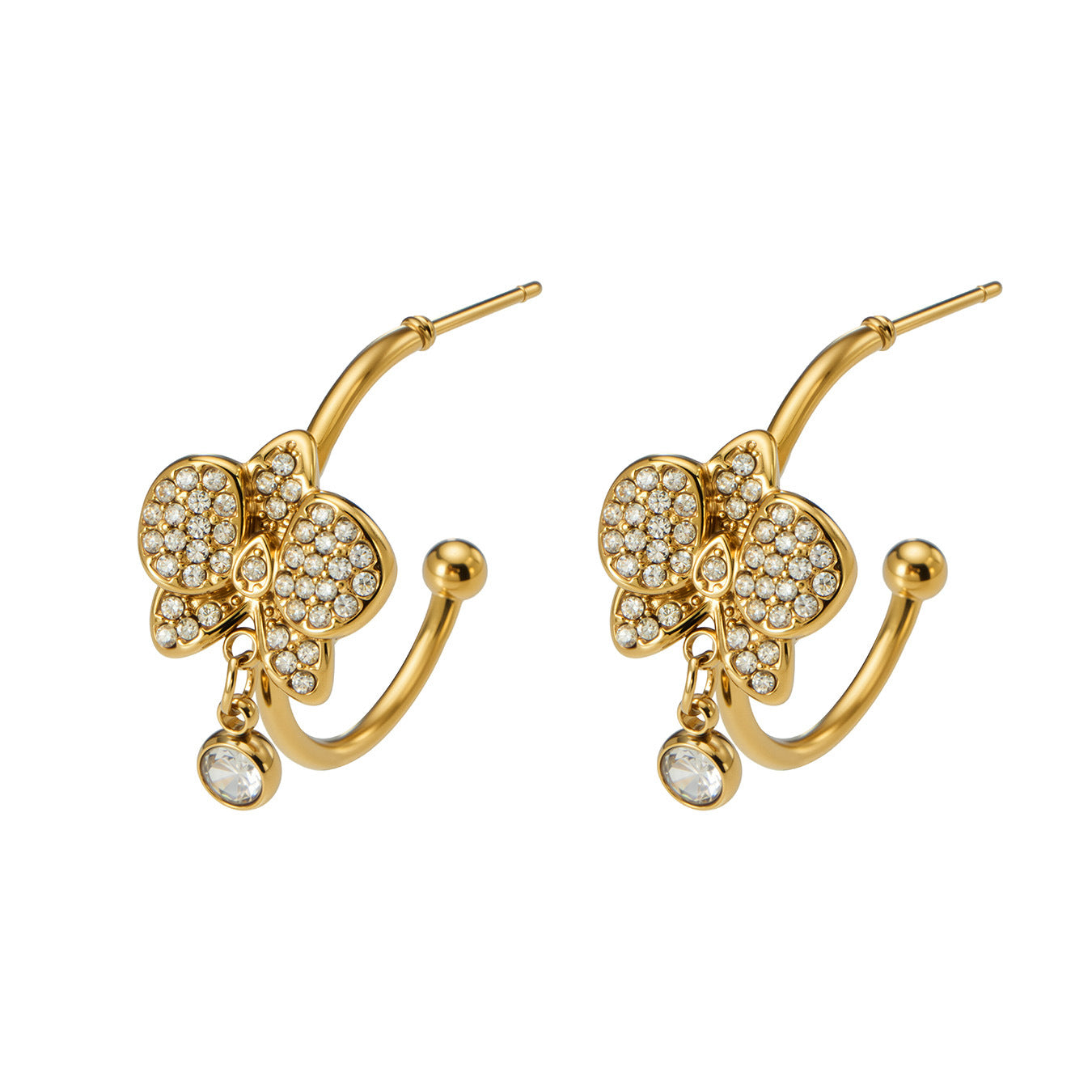 Chic Geometric Cubic Zirconia Gold Plated Earrings - Coastal Elegant Romantic Waterproof Jewelry | Endures Forever - Gift for Her - Detail 10