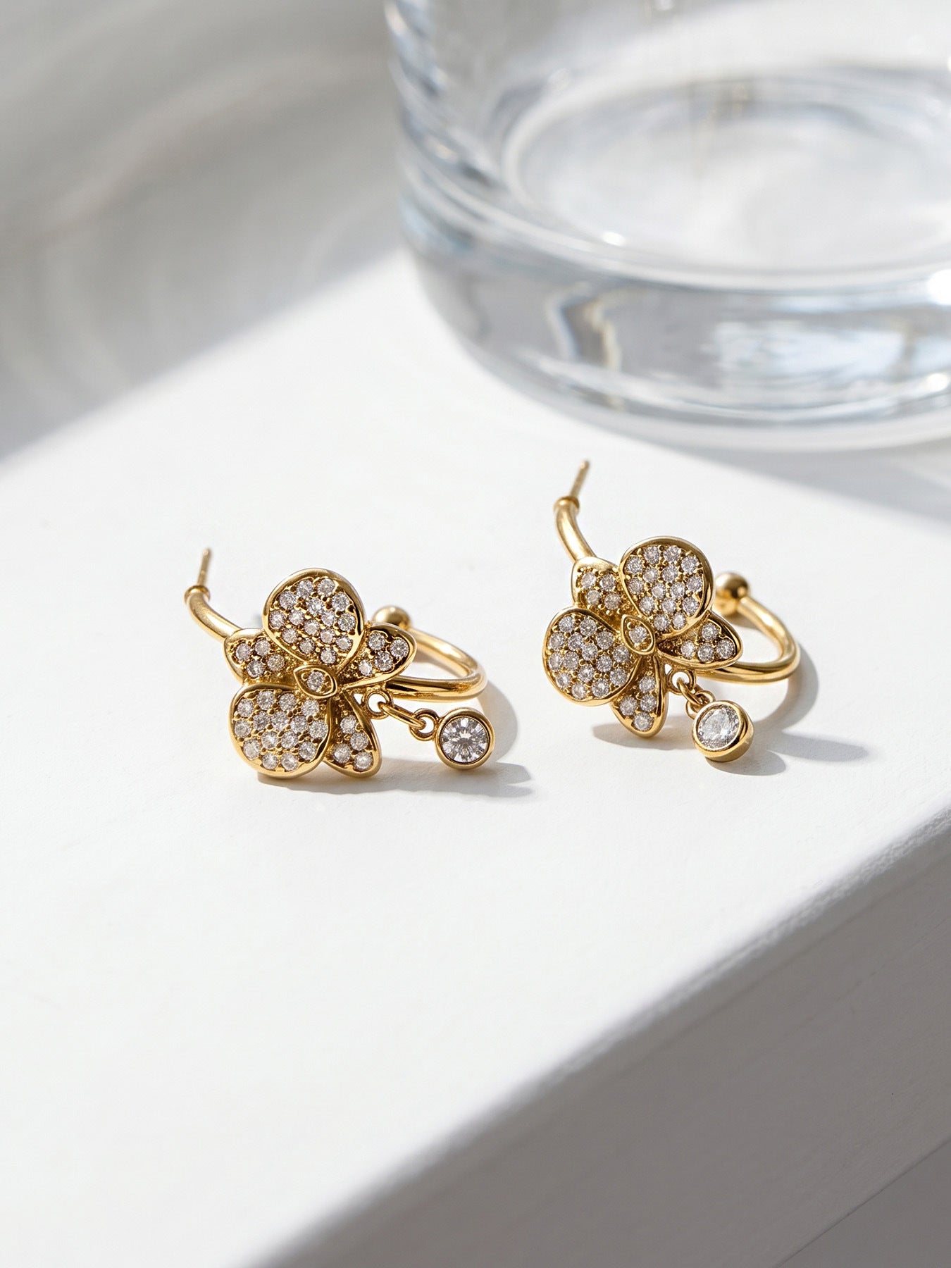Chic Geometric Cubic Zirconia Gold Plated Earrings - Coastal Elegant Romantic Waterproof Jewelry | Endures Forever - Gift for Her - Detail 11