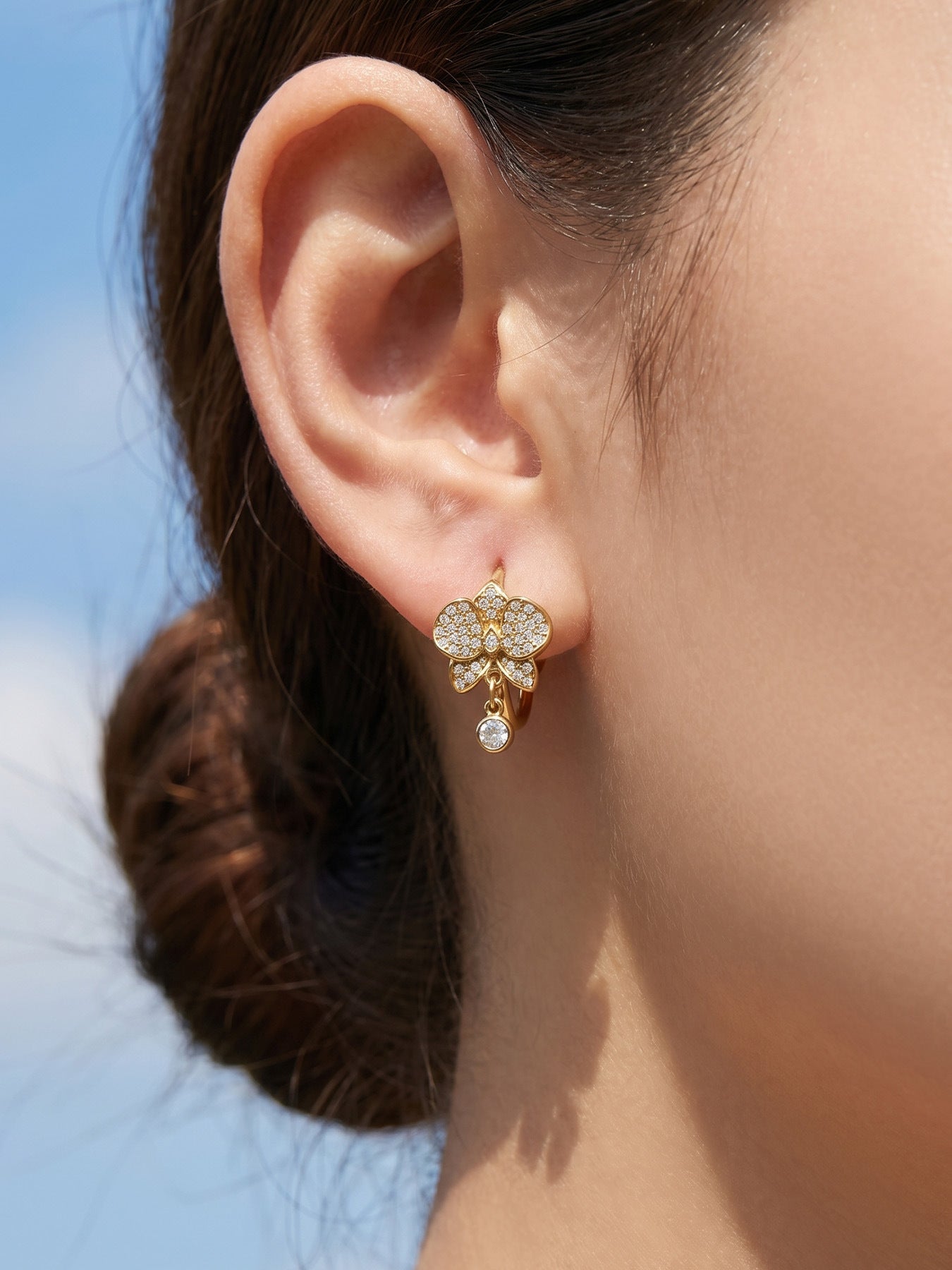Chic Geometric Cubic Zirconia Gold Plated Earrings - Coastal Elegant Romantic Waterproof Jewelry | Endures Forever - Gift for Her - Detail 2