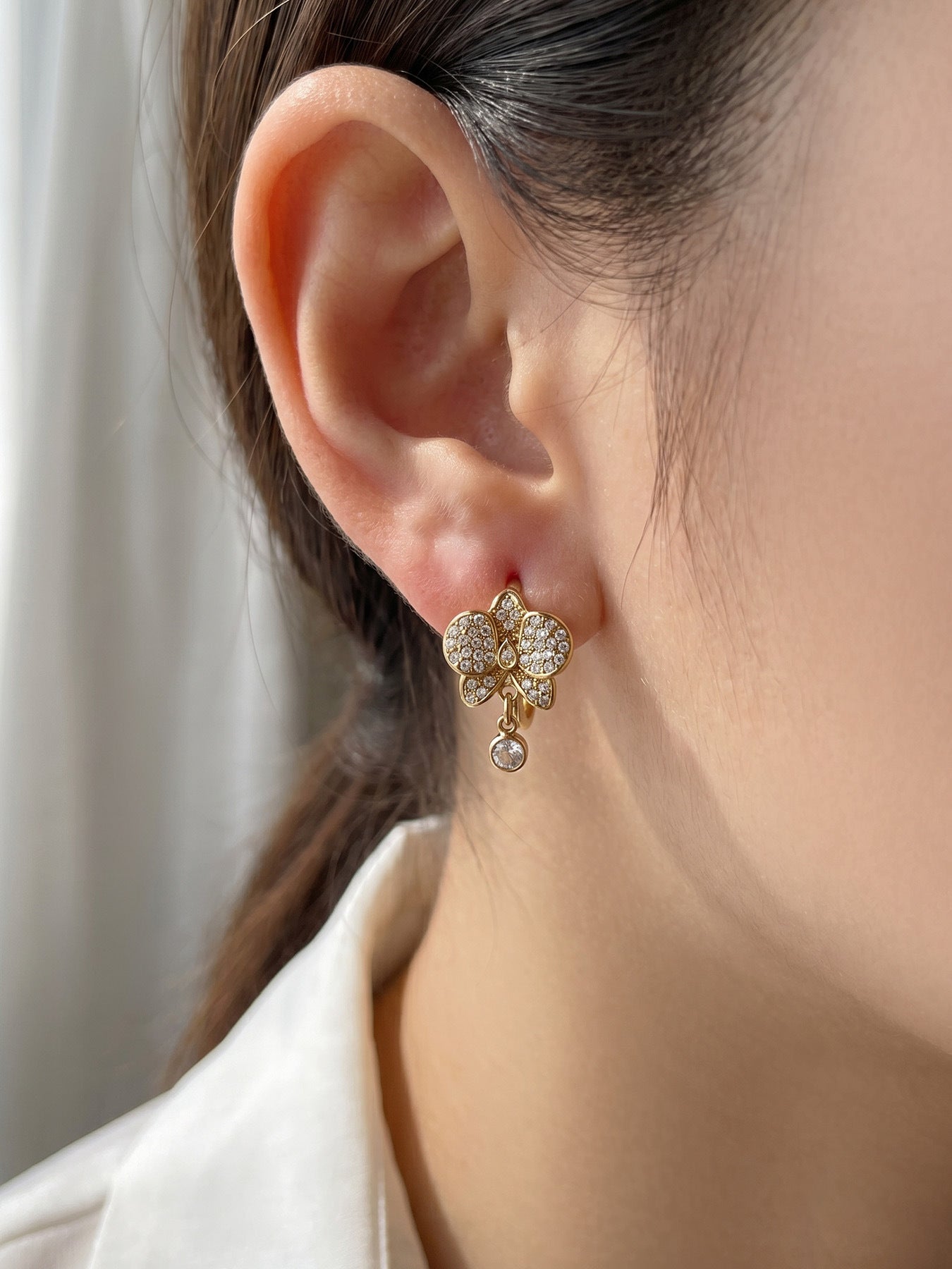 Chic Geometric Cubic Zirconia Gold Plated Earrings - Coastal Elegant Romantic Waterproof Jewelry | Endures Forever - Gift for Her - Detail 3