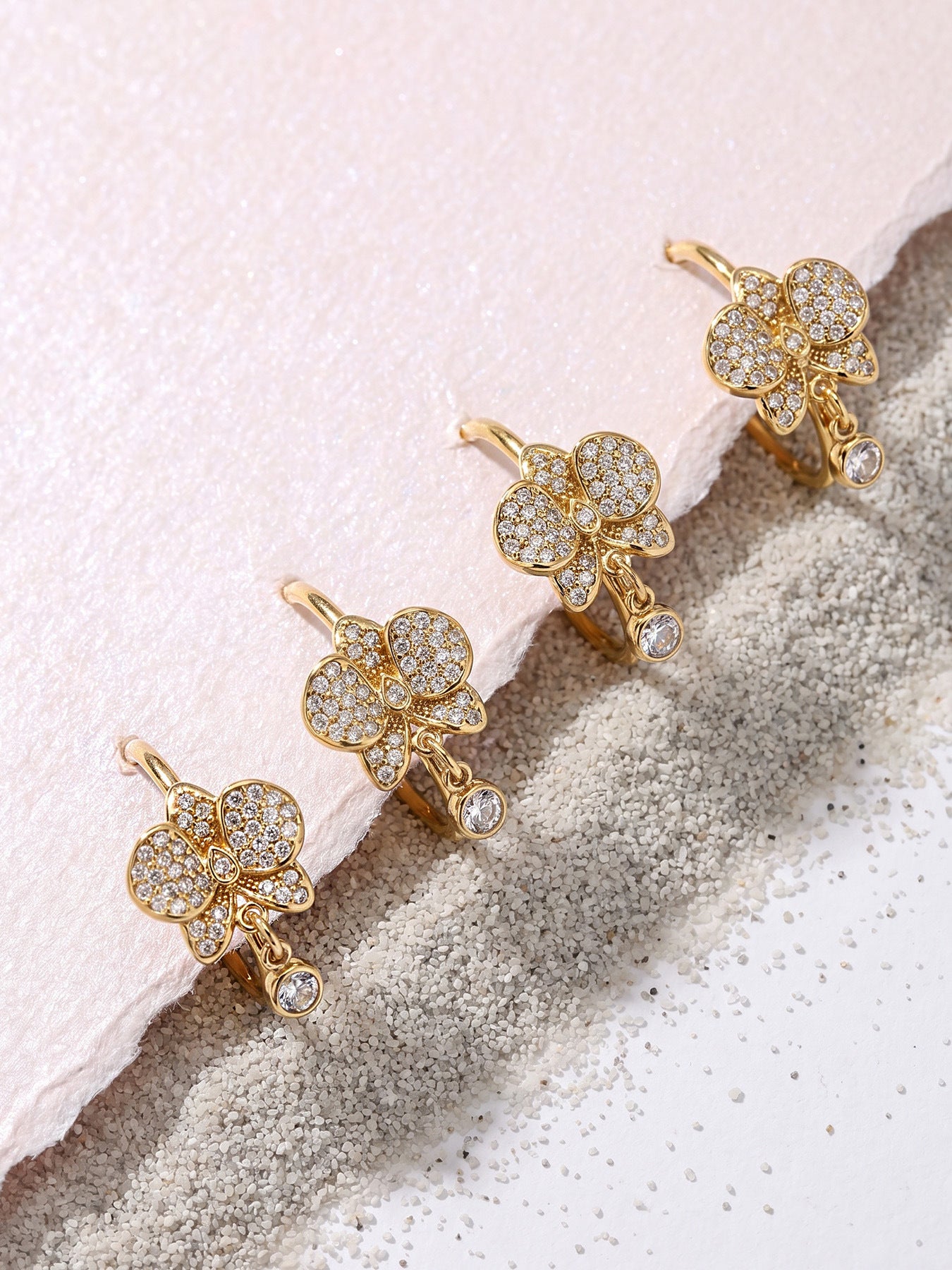 Chic Geometric Cubic Zirconia Gold Plated Earrings - Coastal Elegant Romantic Waterproof Jewelry | Endures Forever - Gift for Her - Detail 4