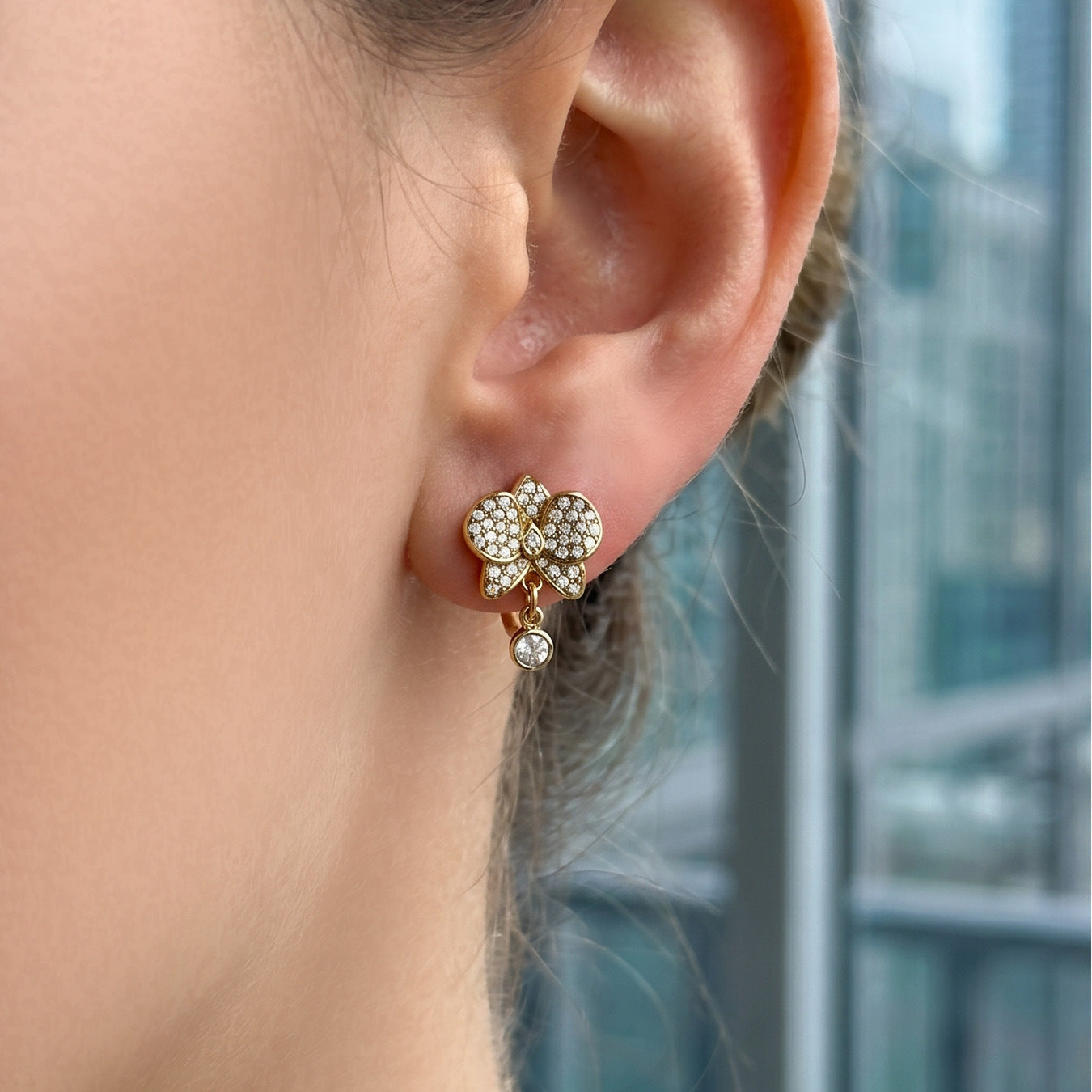 Chic Geometric Cubic Zirconia Gold Plated Earrings - Coastal Elegant Romantic Waterproof Jewelry | Endures Forever - Gift for Her - Detail 5