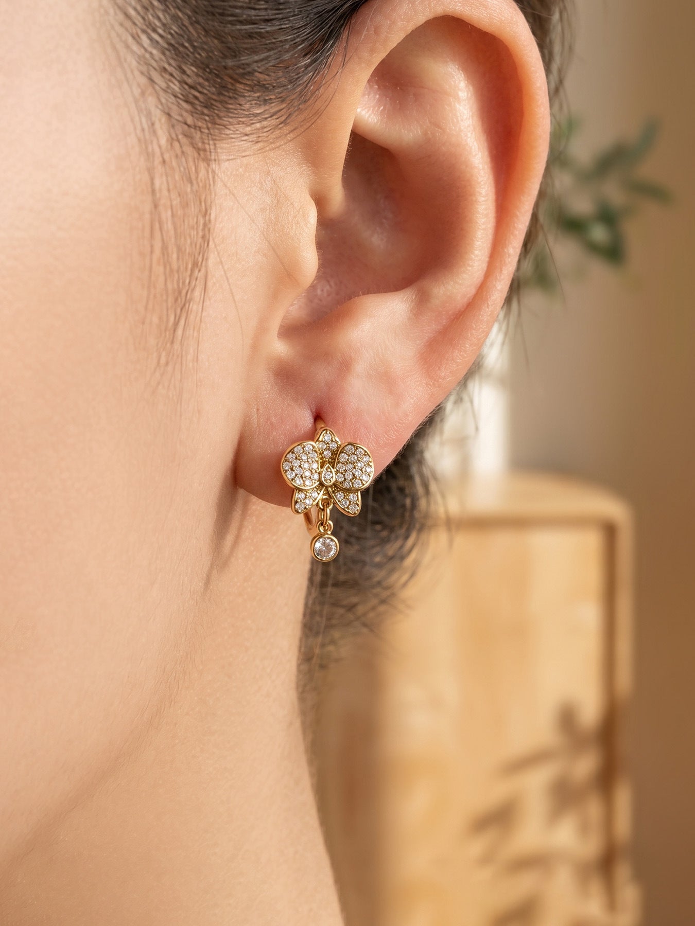 Chic Geometric Cubic Zirconia Gold Plated Earrings - Coastal Elegant Romantic Waterproof Jewelry | Endures Forever - Gift for Her - Detail 6