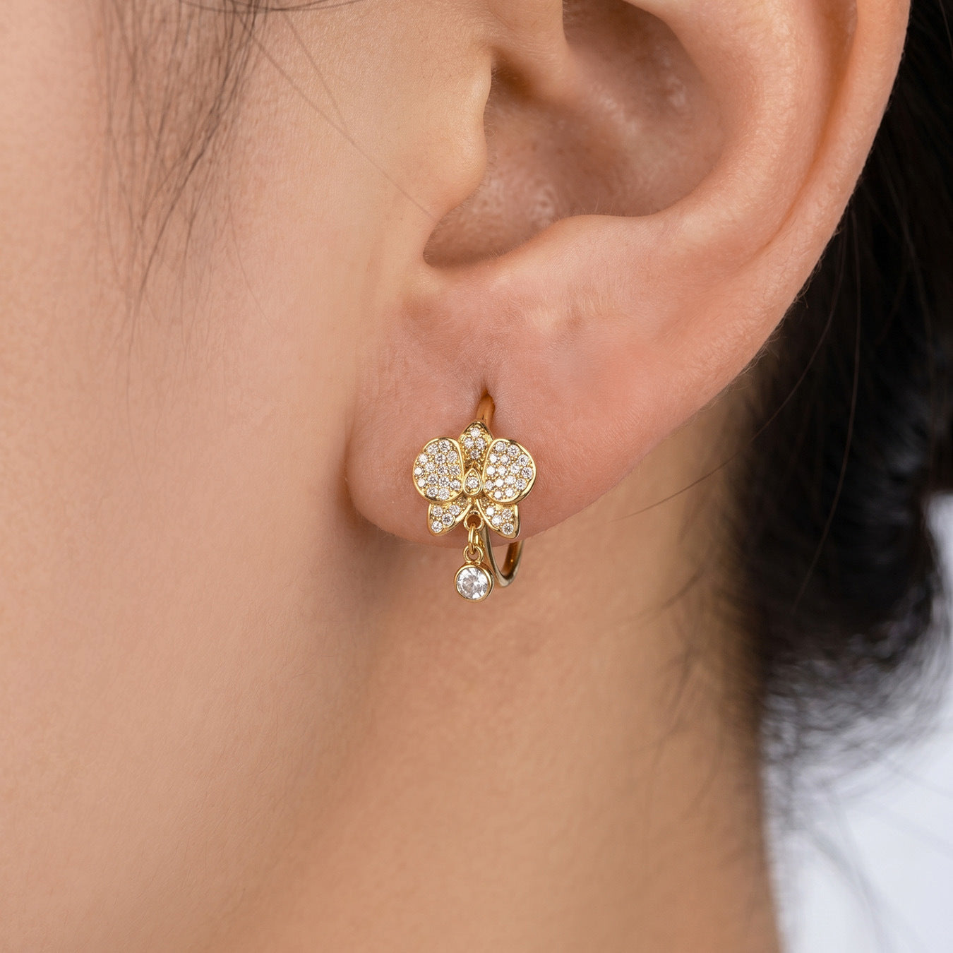 Chic Geometric Cubic Zirconia Gold Plated Earrings - Coastal Elegant Romantic Waterproof Jewelry | Endures Forever - Gift for Her - Detail 8