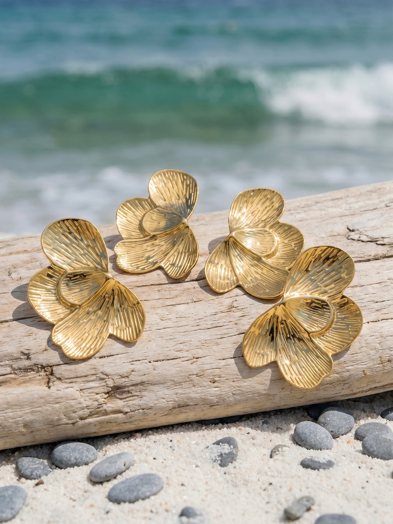 Chic Geometric Gold Plated Earrings - Coastal Elegant Romantic Waterproof Jewelry | Endures Forever - Gift for Her - Detail 1
