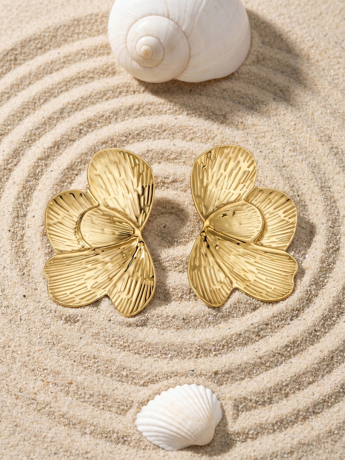 Chic Geometric Gold Plated Earrings - Coastal Elegant Romantic Waterproof Jewelry | Endures Forever - Gift for Her - Detail 4