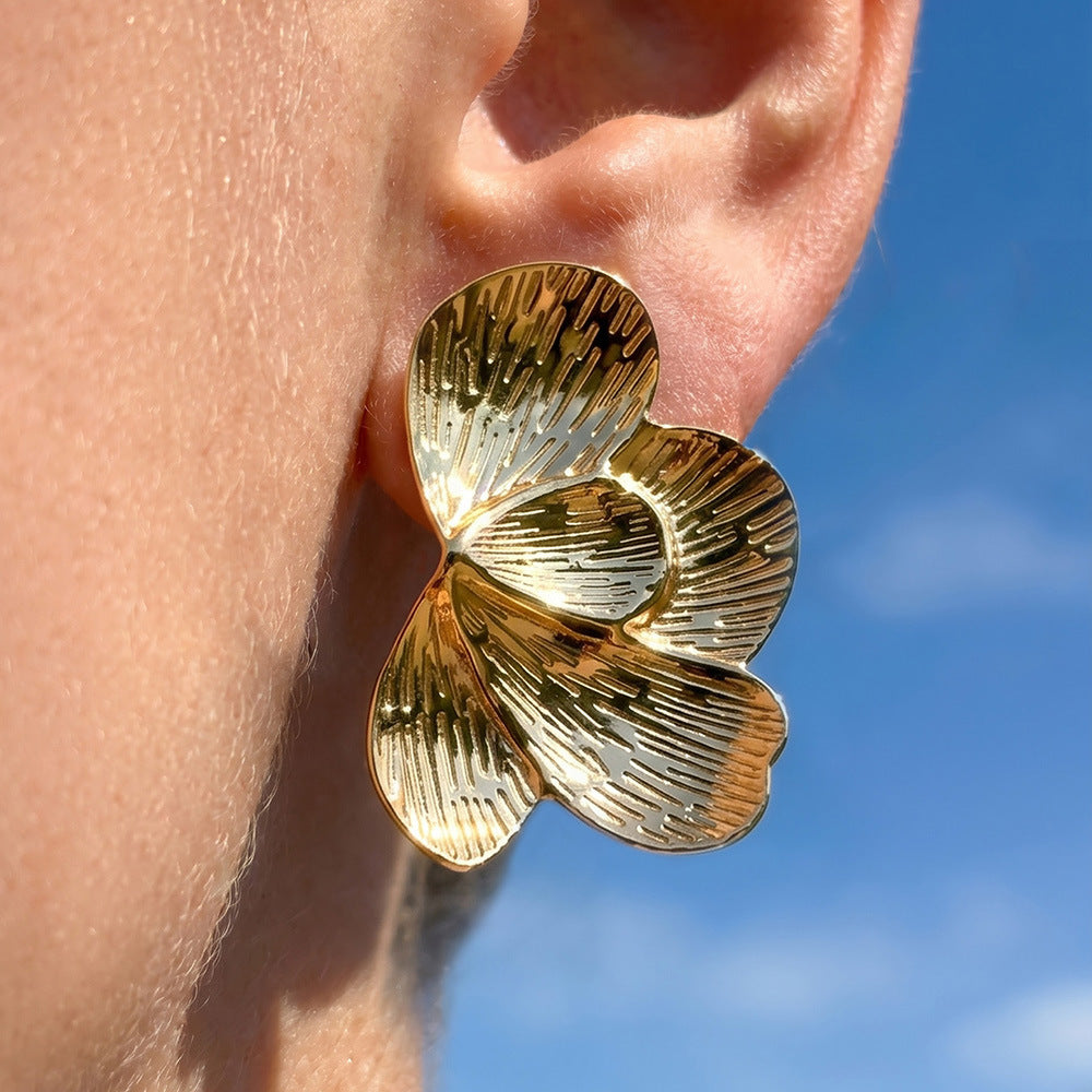 Chic Geometric Gold Plated Earrings - Coastal Elegant Romantic Waterproof Jewelry | Endures Forever - Gift for Her - Detail 6