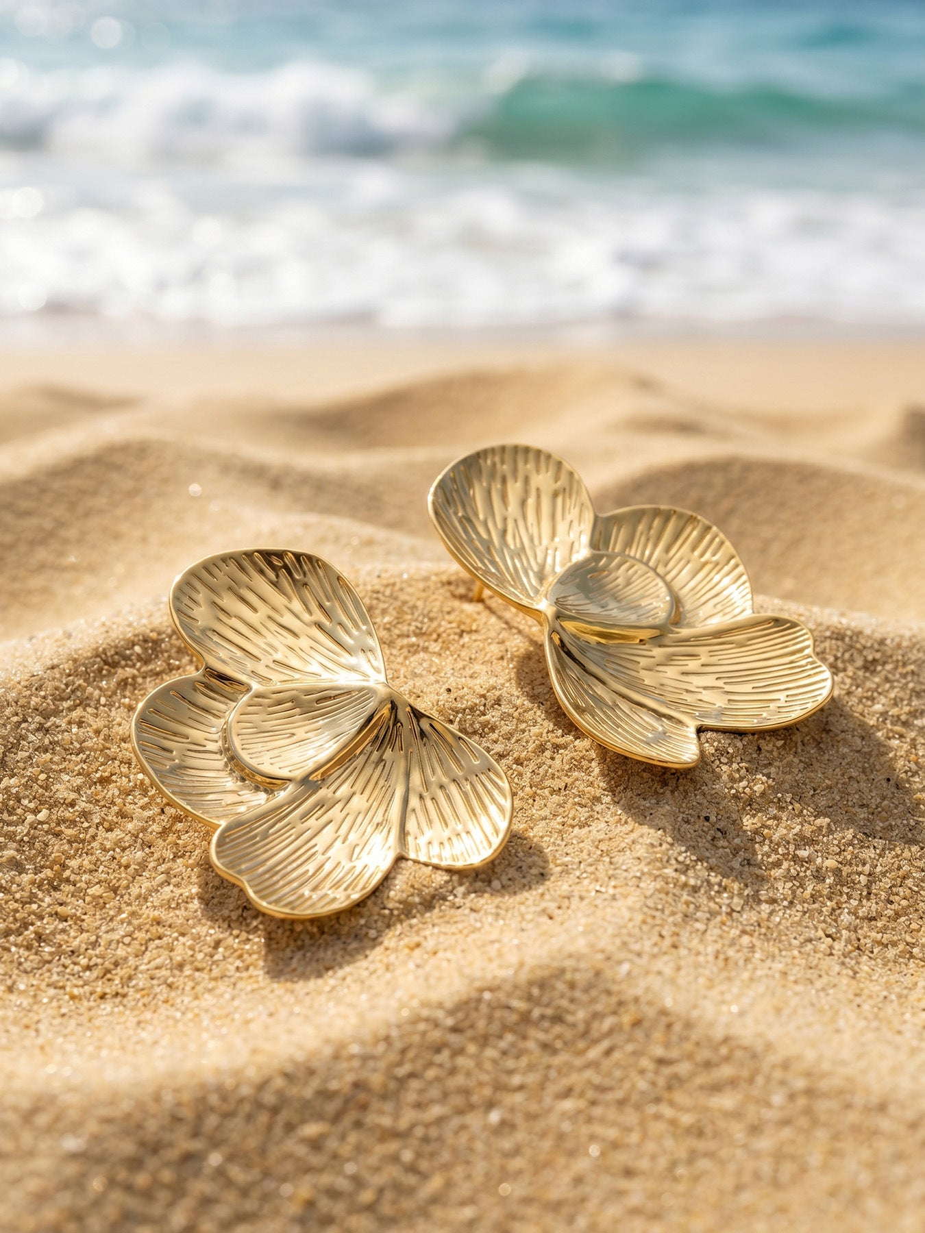 Chic Geometric Gold Plated Earrings - Coastal Elegant Romantic Waterproof Jewelry | Endures Forever - Gift for Her - Detail 7