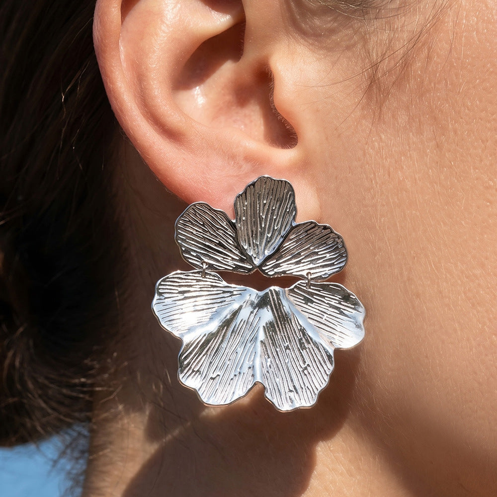 Floral 18K Gold Plated Earrings - Coastal Elegant Romantic Waterproof Jewelry | Endures Forever - Gift for Her - Detail 1