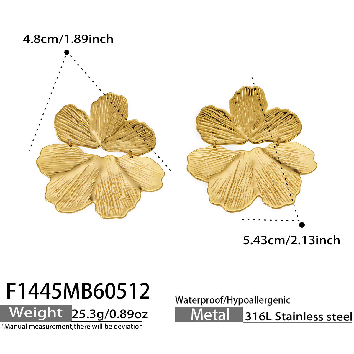 Floral 18K Gold Plated Earrings - Coastal Elegant Romantic Waterproof Jewelry | Endures Forever - Gift for Her - Detail 12