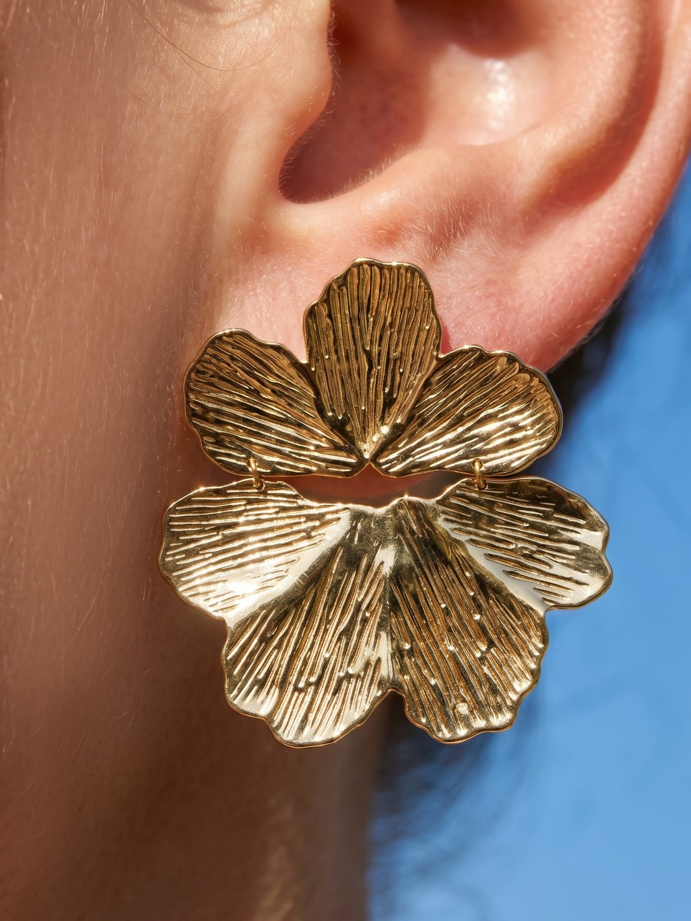 Floral 18K Gold Plated Earrings - Coastal Elegant Romantic Waterproof Jewelry | Endures Forever - Gift for Her - Detail 14