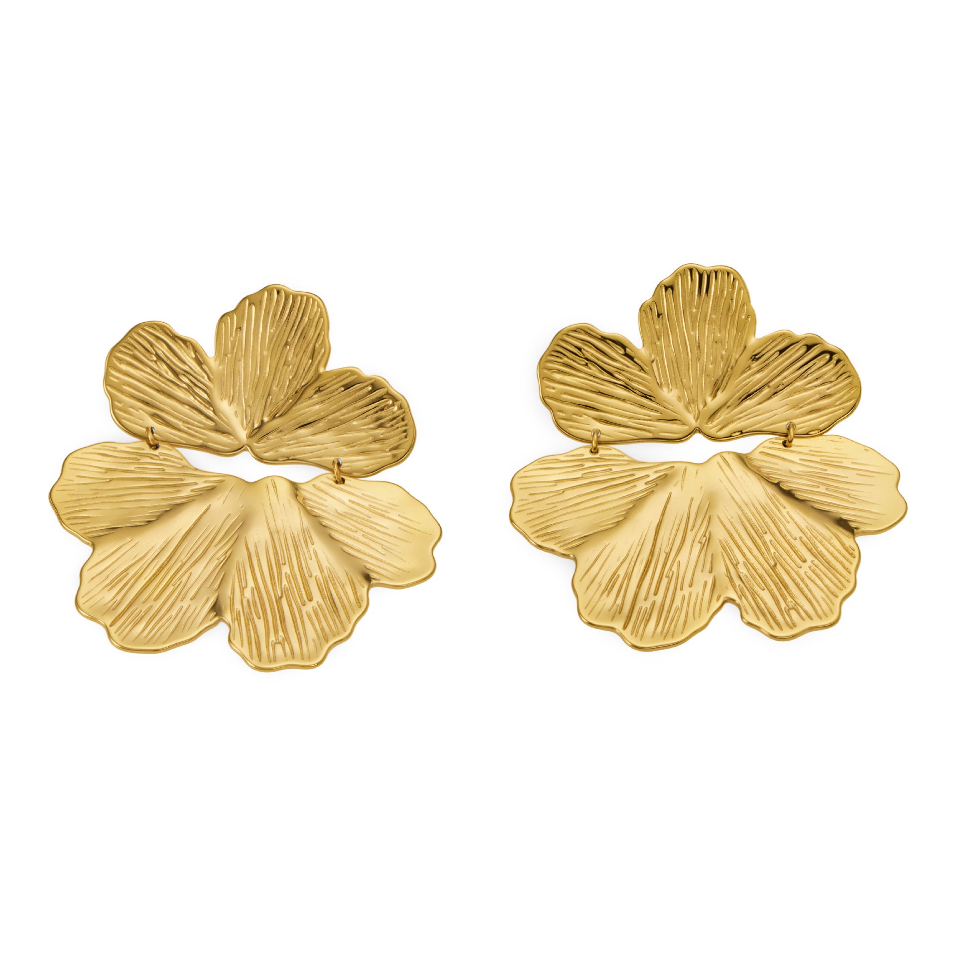 Floral 18K Gold Plated Earrings - Coastal Elegant Romantic Waterproof Jewelry | Endures Forever - Gift for Her - Detail 4