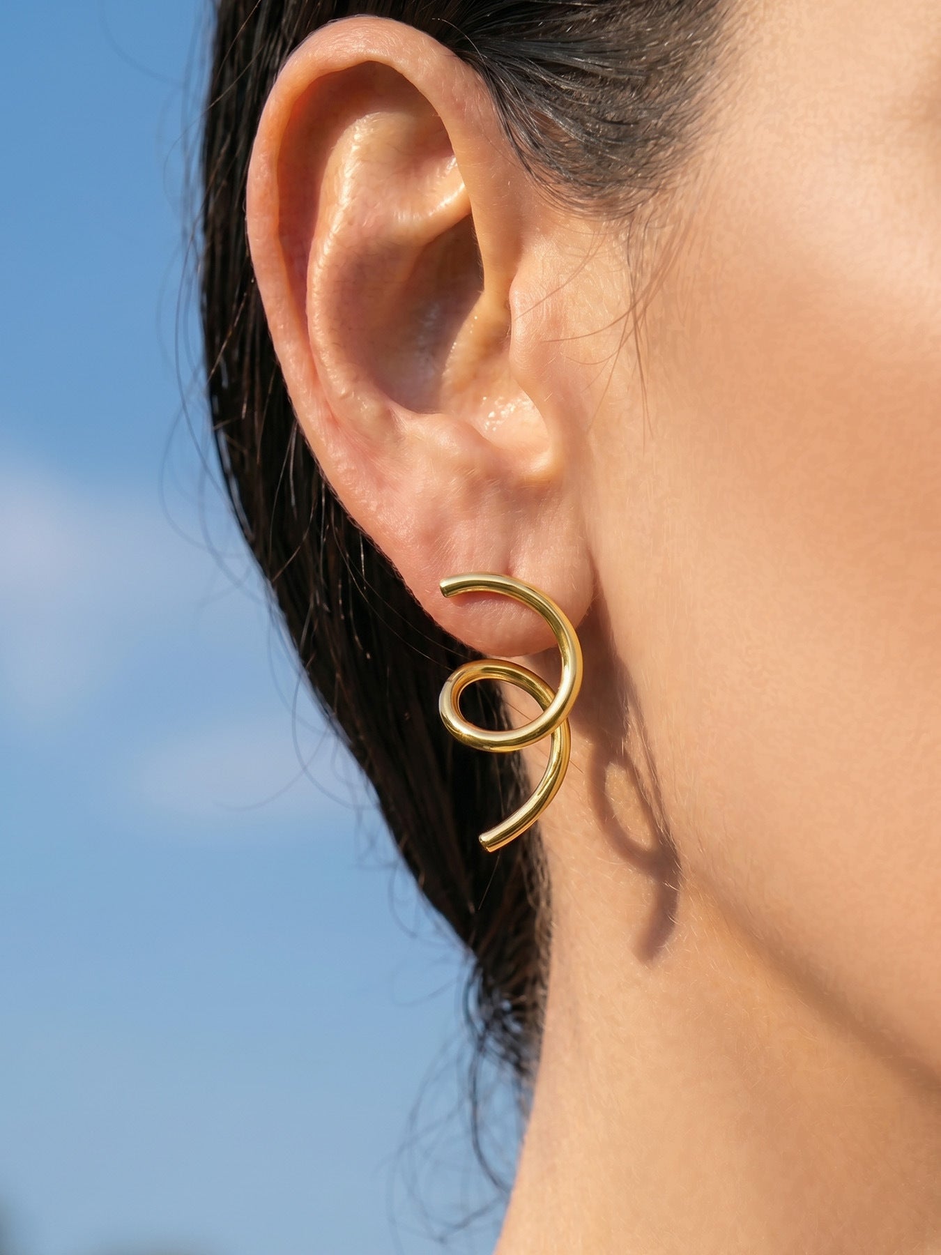 Geometric Bold Earrings 18K Gold Plated Stainless Steel - Coastal Elegant Romantic Waterproof Jewelry | Endures Forever - Gift for Her - Detail 10