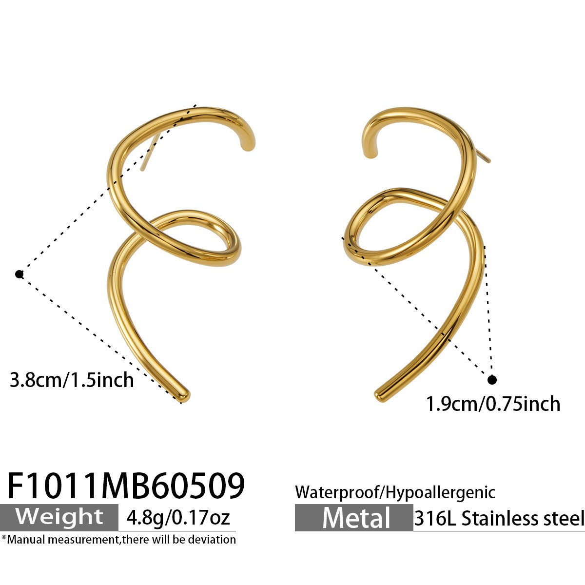 Geometric Bold Earrings 18K Gold Plated Stainless Steel - Coastal Elegant Romantic Waterproof Jewelry | Endures Forever - Gift for Her - Detail 11