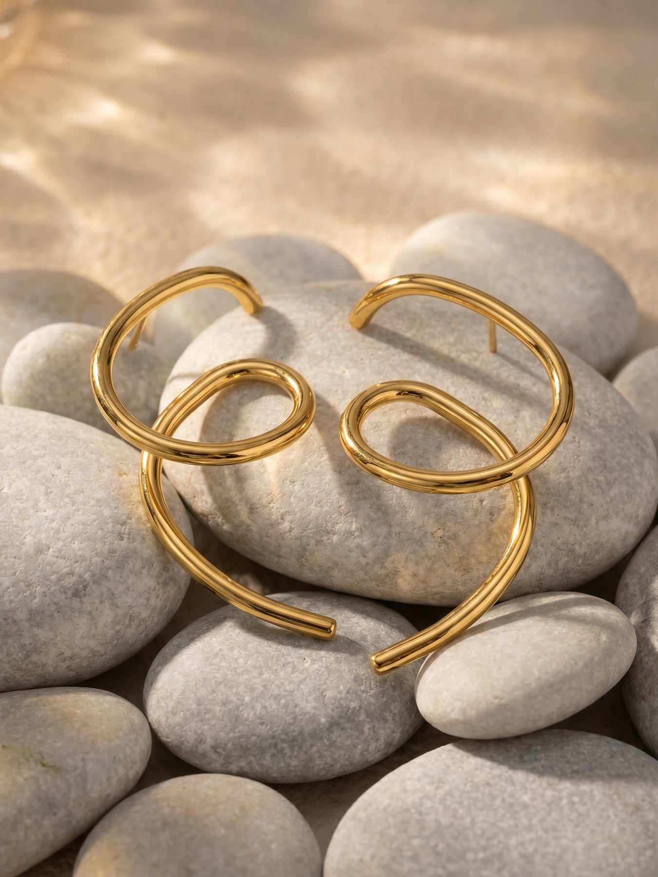 Geometric Bold Earrings 18K Gold Plated Stainless Steel - Coastal Elegant Romantic Waterproof Jewelry | Endures Forever - Gift for Her - Detail 13