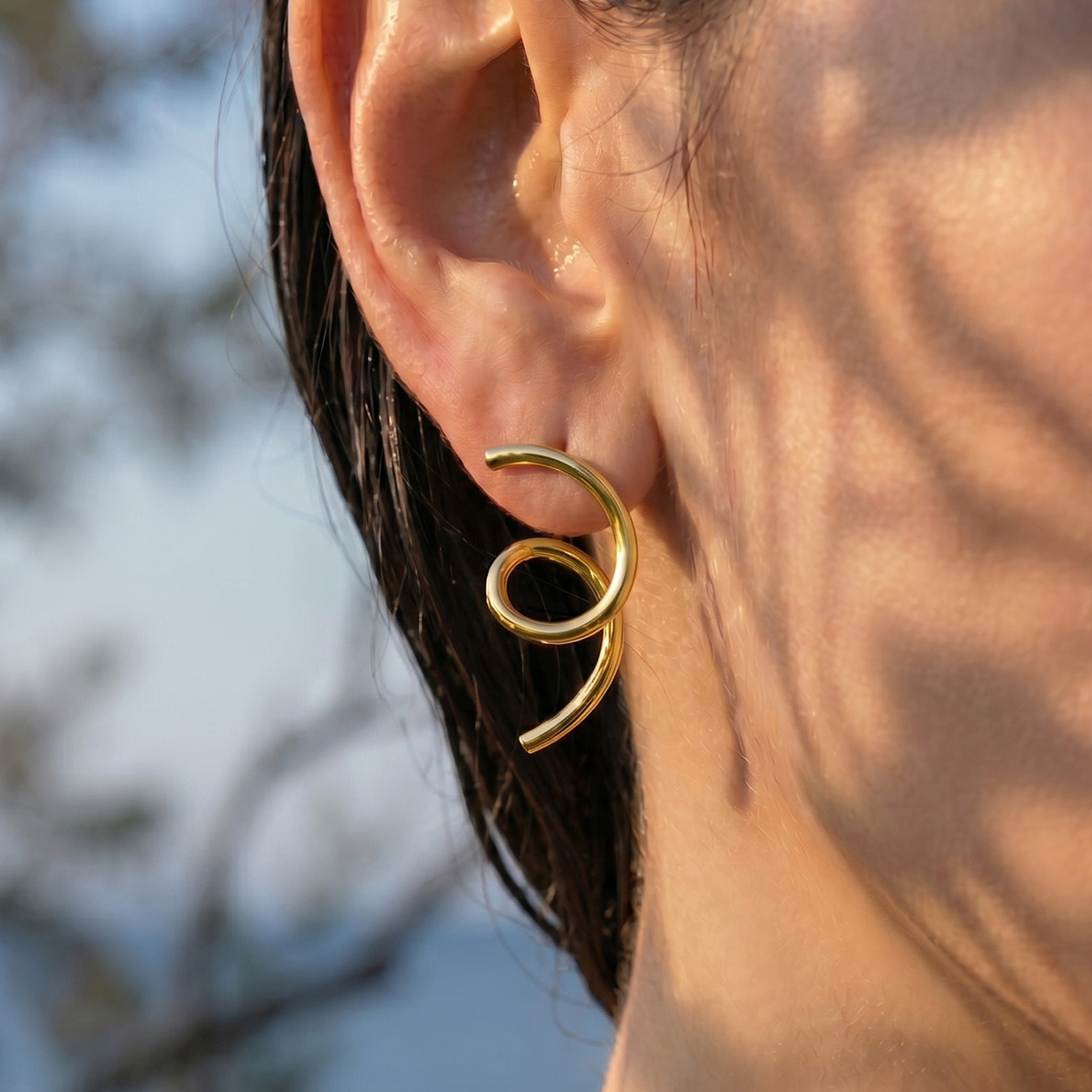 Geometric Bold Earrings 18K Gold Plated Stainless Steel - Coastal Elegant Romantic Waterproof Jewelry | Endures Forever - Gift for Her - Detail 17