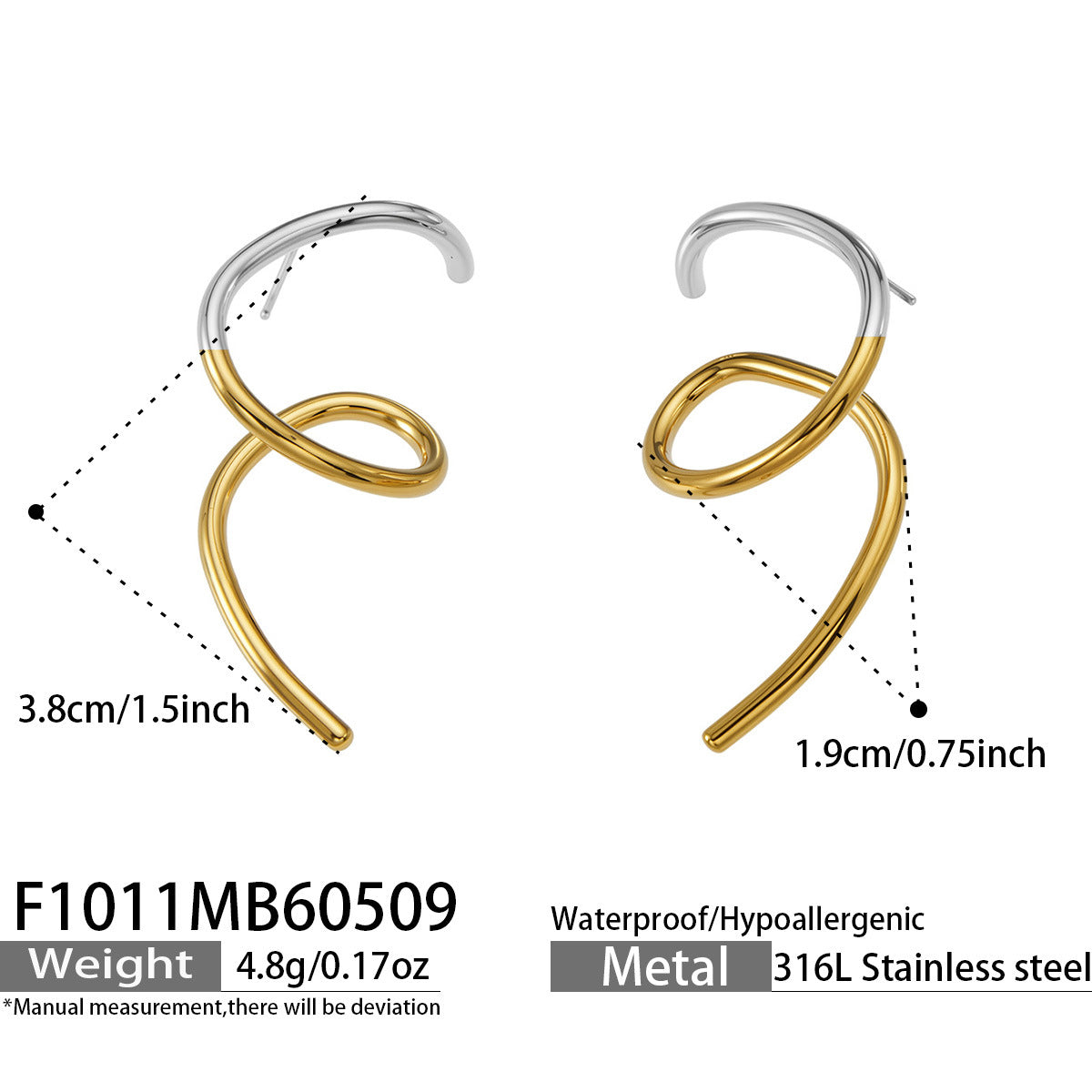 Geometric Bold Earrings 18K Gold Plated Stainless Steel - Coastal Elegant Romantic Waterproof Jewelry | Endures Forever - Gift for Her - Detail 3