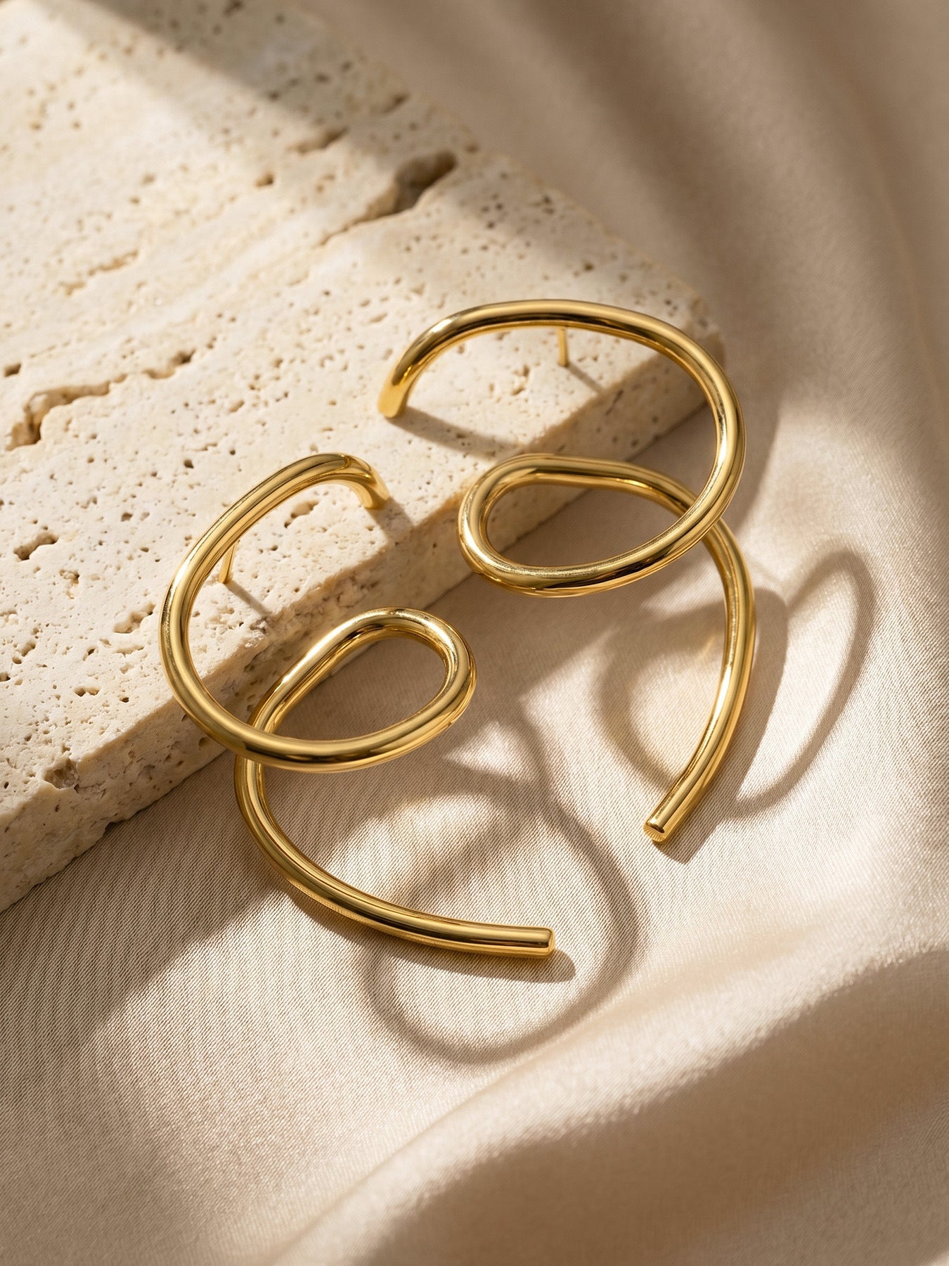 Geometric Bold Earrings 18K Gold Plated Stainless Steel - Coastal Elegant Romantic Waterproof Jewelry | Endures Forever - Gift for Her - Detail 8