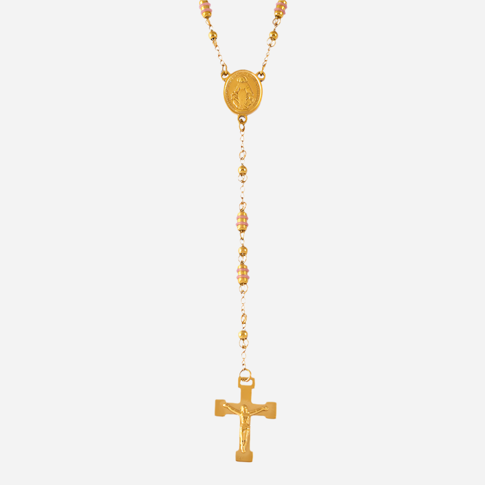 Minimalist Gold Cross Pendant Necklace with Tassel – Waterproof Stainless Steel Faith Jewelry