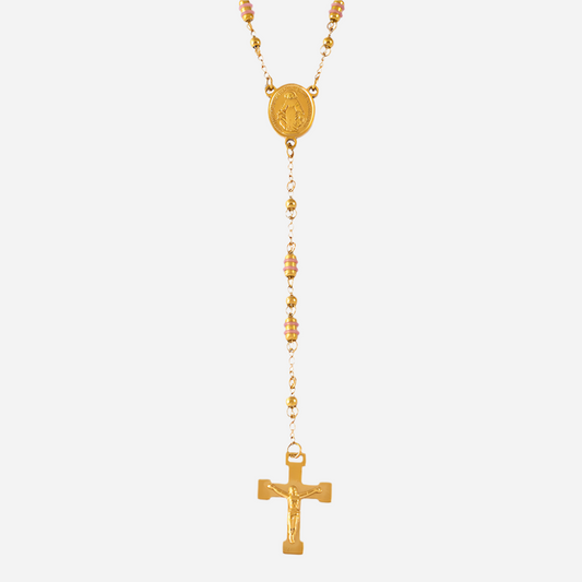 Minimalist Gold Cross Pendant Necklace with Tassel – Waterproof Stainless Steel Faith Jewelry