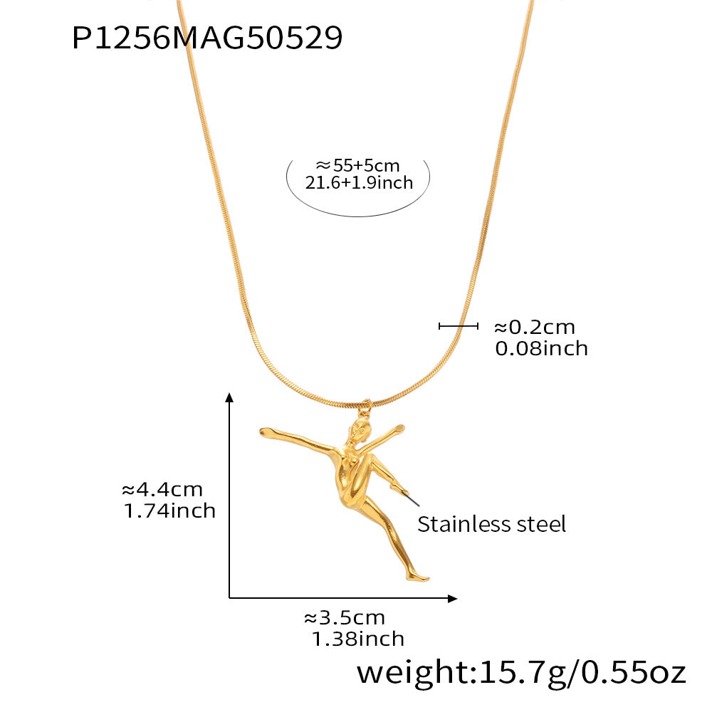 Specifications and measurements of gold dancing girl tennis necklace 55+5cm