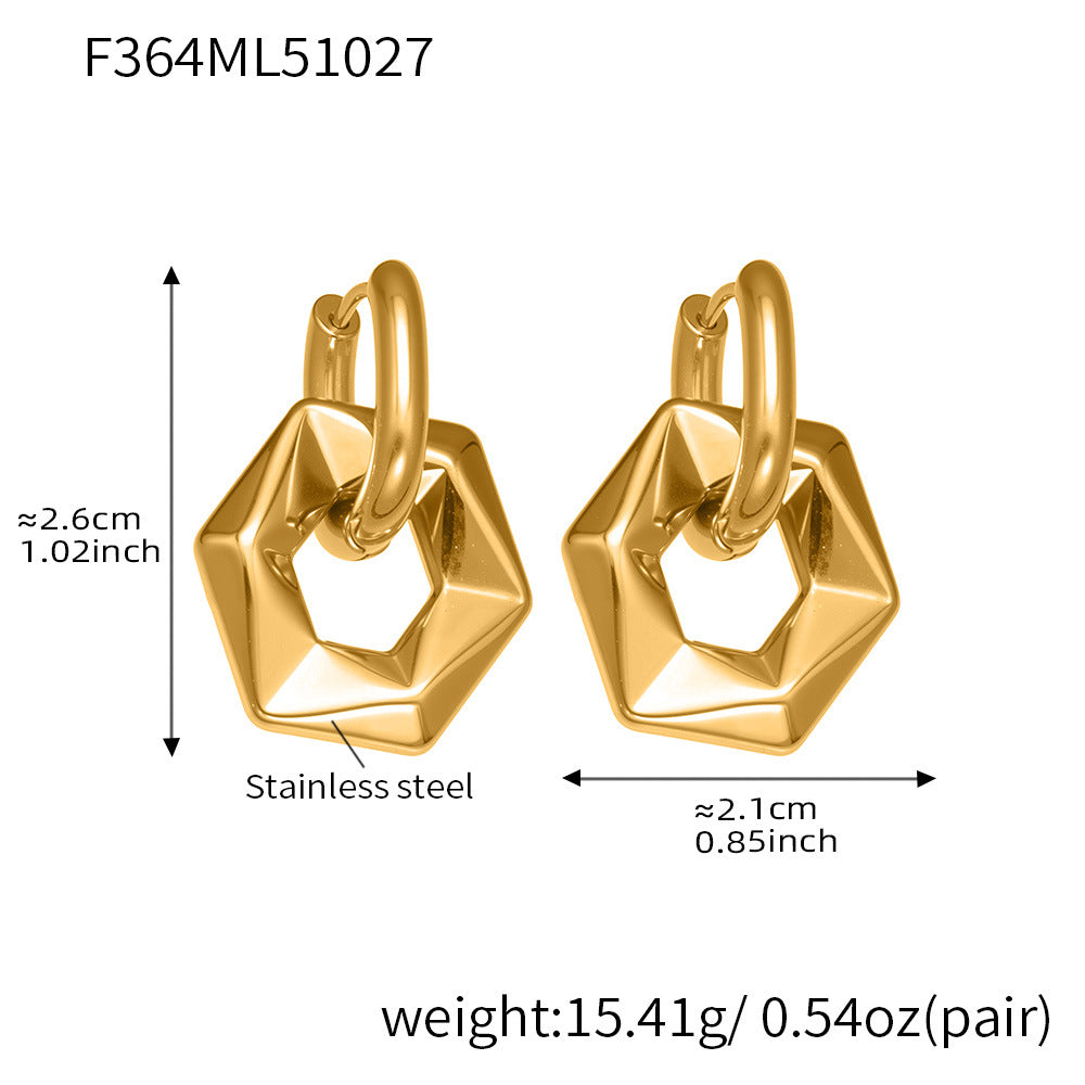 Pendientes hexagonales huecos de estilo moderno