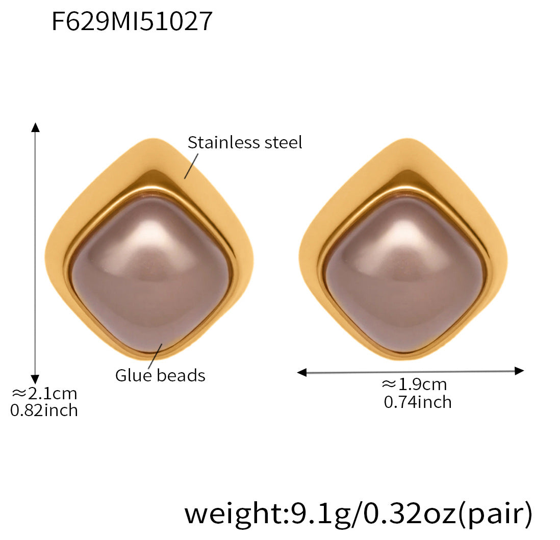 High end matte gray square earrings