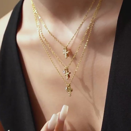 P1455-gold-cross-necklace-wear-demo