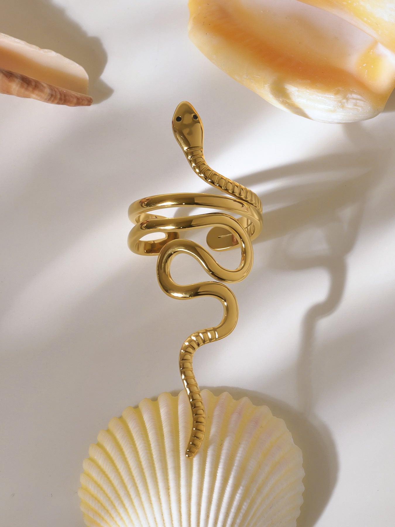 Anillo de serpiente de acero inoxidable con sabiduría y protección de la bobina eterna