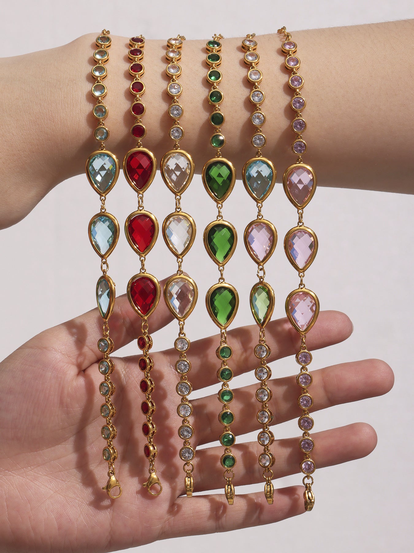 Sea Glass Teardrop Bracelet | Waterproof Stainless Steel