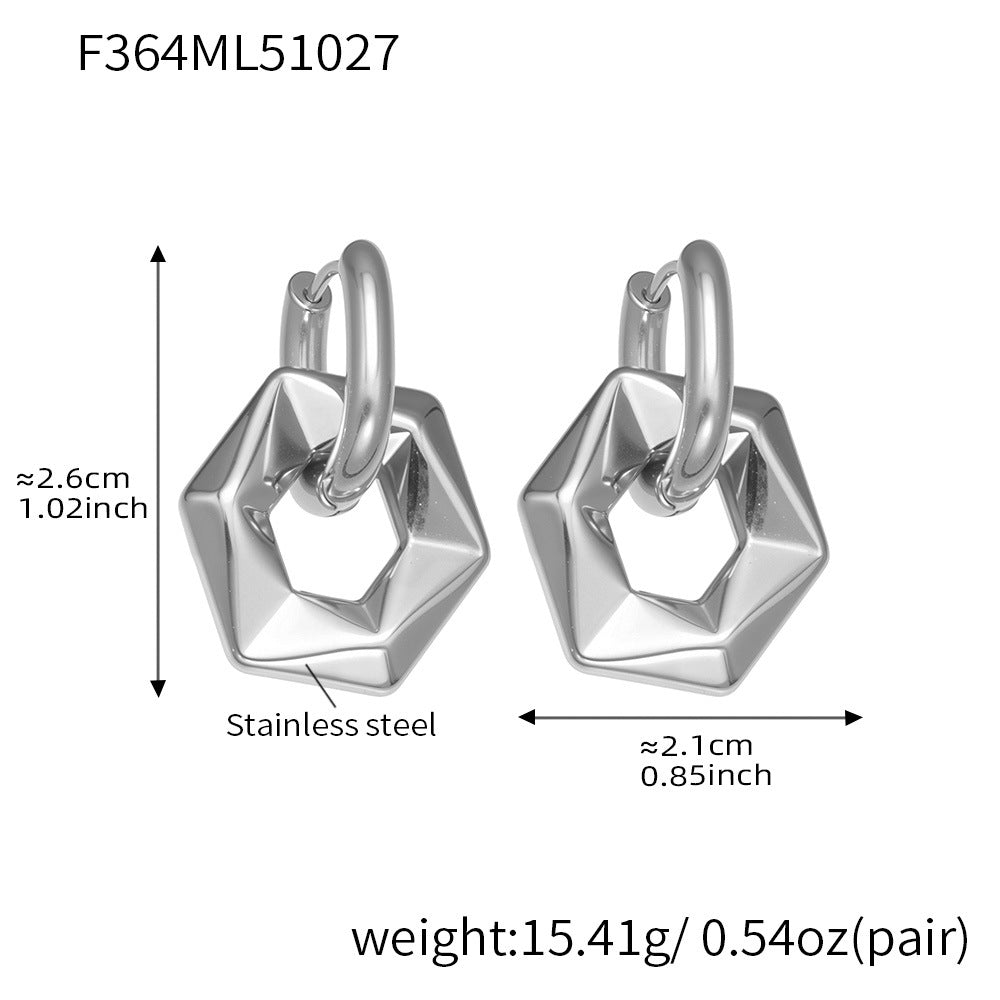 Pendientes hexagonales huecos de estilo moderno