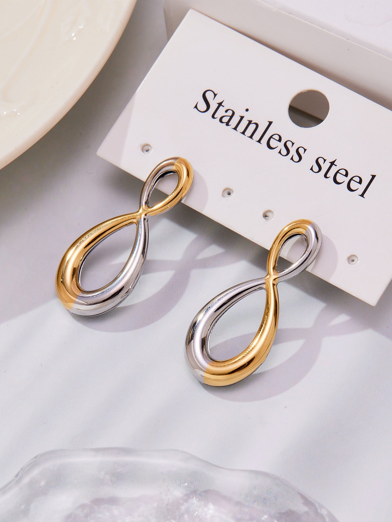 Simple Figure Eight Stainless Steel Polished Earrings