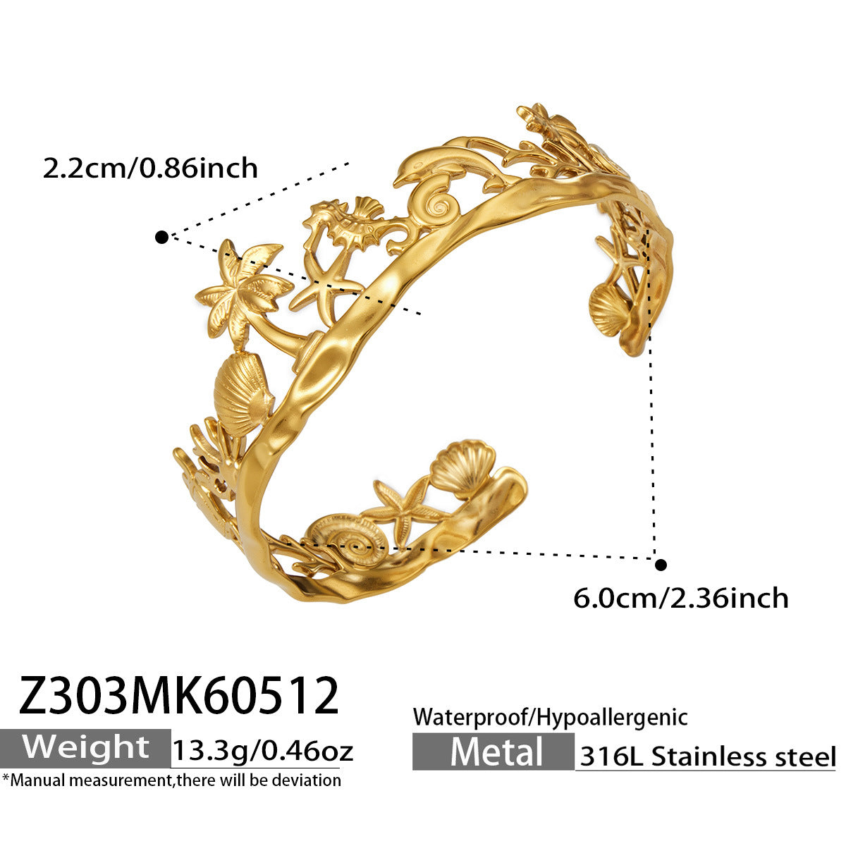 Vintage Beach Shell 18K Gold Plated Bracelet - Coastal Elegant Romantic Waterproof Jewelry | Endures Forever - Gift for Her - Detail 5